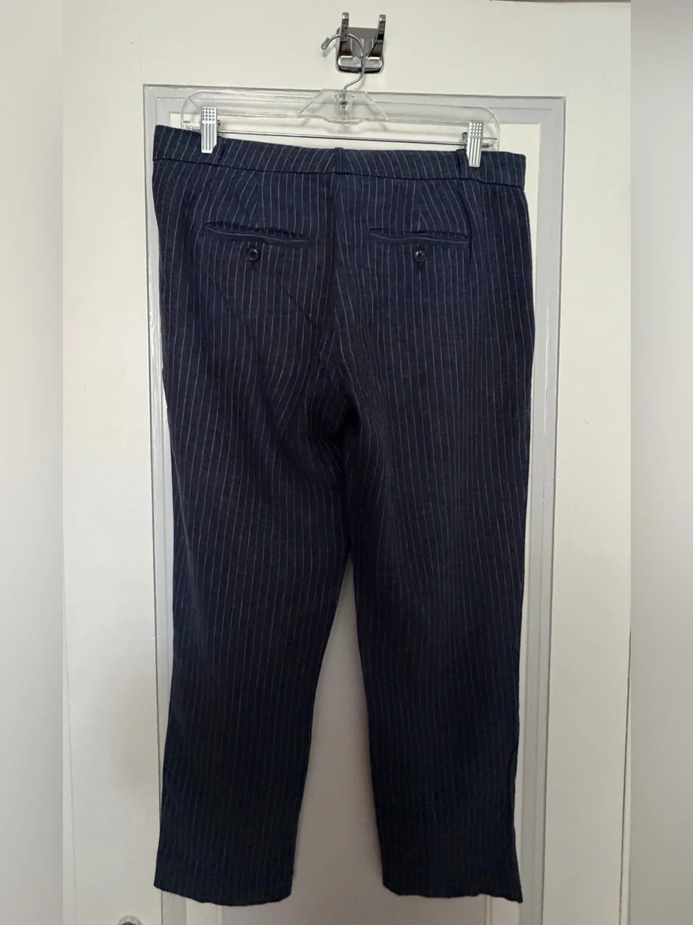 Banana Republic Navy Pinstripe Linen Dress Pants